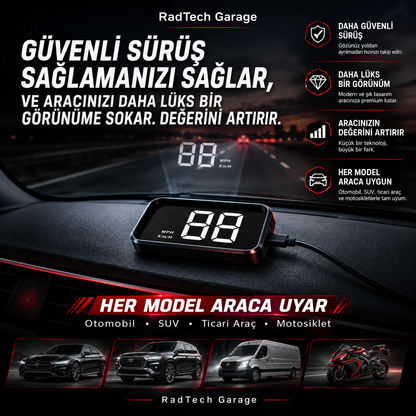 RadTech Garage Head Up Display Cama Yansıtmalı Hız Göstergesi
