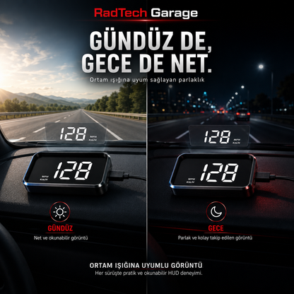 RadTech Garage Head Up Display Cama Yansıtmalı Hız Göstergesi